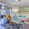 a living room with a ceiling fan